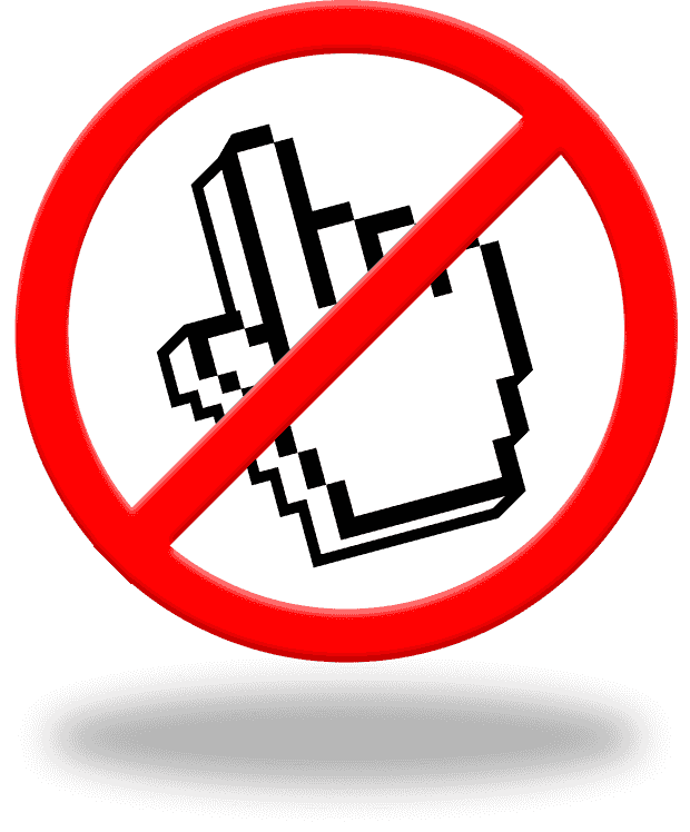ClickerNo logo with crossed out cursor icon